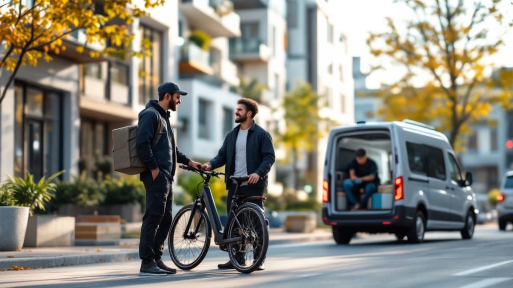Bicycle being serviced outdoors in a neighborhood setting